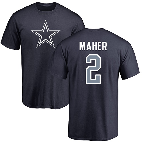 Men Dallas Cowboys Navy Blue Brett Maher Name and Number Logo #2 Nike NFL T Shirt->nfl t-shirts->Sports Accessory
